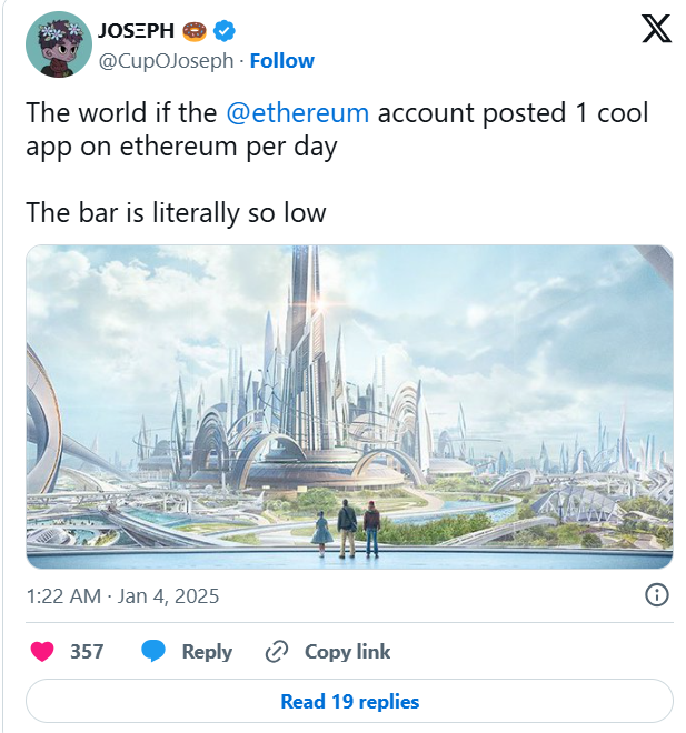以太坊官方社交账号打破沉默，首次发声！